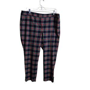Talbots Celebrating Plaid Blue Green Red Wool Blend Ankle Pants Size 16p